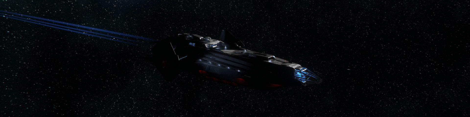 A exploration frigate cruising deeps space.